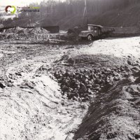 Vodní dílo na Střele u Žlutic - ve výstavbě 1965-1968 | drenáže hráze vodní nádrže - srpen 1966