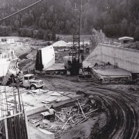 Vodní dílo na Střele u Žlutic - ve výstavbě 1965-1968 | budování skluzu hráze - září 1967