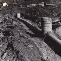 Vodní dílo na Střele u Žlutic - ve výstavbě 1965-1968 | drenáže hráze vodní nádrže - srpen 1966