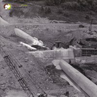 Vodní dílo na Střele u Žlutic - ve výstavbě 1965-1968 | vápnění spraší - září 1966
