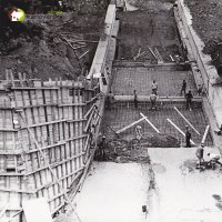Vodní dílo na Střele u Žlutic - ve výstavbě 1965-1968 | betonáž dna skluzu - srpen 1967