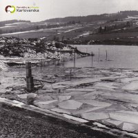 Vodní dílo na Střele u Žlutic - ve výstavbě 1965-1968 | tání ledů v prostoru budované vodní nádrže dne 16. ledna 1968
