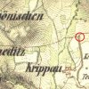 Skřipová - Zollradský kříž | Zollradský kříž u Skřipové na výřezu mapy 2. vojenského františkovo mapování z roku 1846