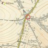 Žlutice - Polsterův kříž | Polsterův kříž na topografické mapě z roku 1952
