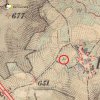 Vahaneč - železný kříž | železný kříž u Vahanče na výřezu mapy 3. vojenského františko-josefského mapování z roku 1879
