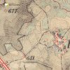 Vahaneč - železný kříž | železný kříž u Vahanče na výřezu mapy 3. vojenského františko-josefského mapování z roku 1879