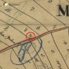 Hřivínov - Sommerův kříž | Sommerův kříž u Hřivínova na výřezu indikační skici mapy stabilního katastru vsi z roku 1841