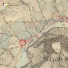 Dlouhá - železný kříž | železný kříž na západní okraji vsi na mapě 3. vojenského františko-josefského mapování z roku 1878