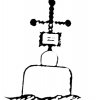 Bochov - železný kříž | nákres původní podoby železného kříže u Bártova mlýna