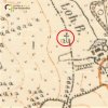 Bochov - železný kříž | železný kříž na loukách u Bártova mlýna navýřezu mapy toposekce 3. vojenského mapování ze 30. let 20. století