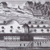 Karlovy Vary - kolonáda Nového pramene | promenádní hala nad Novým pramenem na kresbě z roku 1798