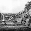 Karlovy Vary - kolonáda Nového pramene | kolonáda Nového pramene nad říčkou Teplou v roce 1825