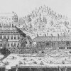 Karlovy Vary - Mlýnské lázně | budova Mlýnských lázní na rytině z doby kolem roku 1800