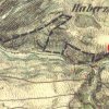 Lučiny - železný kříž | železný kříž při cestě z Lučin do Svatoboru na výřezu mapy 2. vojenského Františkovo mapování z přelomu let 1846-1847
