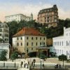 Karlovy Vary - altán pramene Svoboda | altán na kolorované pohlednici z doby před rokem 1914