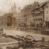 Karlovy Vary - litinová Vřídelní kolonáda | následky po rozvodnění říčky Teplé - prosinec 1890