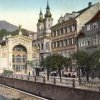 Karlovy Vary - litinová Vřídelní kolonáda | Vřídelní kolonáda na kolorované pohlednici z roku 1924