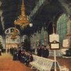 Karlovy Vary - litinová Vřídelní kolonáda | promenádní hala na kolorované pohlednici před rokem 1939