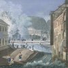Karlovy Vary - Vřídlo | nové Parní lázně na kresbě Eduarda Gurka z roku 1825