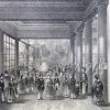 Karlovy Vary - empírová Vřídelní kolonáda | společnost u Vřídla na litografii z doby kolem roku 1850