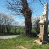 Pšov - socha sv. Floriána | obnovená pískovcová socha sv. Floriána u Pšova od východu - duben 2016