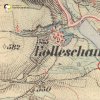 Kolešov - Polní kříž | Polní kříž u Kolešova na mapě 3. vojenského fratisko-josefského mapování z roku 1879