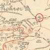 Skoky - železný kříž | železný kříž na rozcestí polních cest na mapě 3. vojenského mapování z počátku 20. století