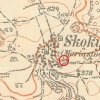 Skoky - Lienerthův kříž | Lienerthův kříž na východním okraji vsi Skoky na mapě 3. vojenského mapování z počátku 20. století