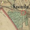 Knínice - železný kříž | železný kříž při cestě v polích na mapě stabilního katastru vsi Knínice (Knönitz) z roku 1841