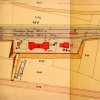 Protivec - železniční stanice | realizovaný plán nádraží v Protivci z roku 1896 - A-přijímací budova, H-domovní studna, W-vodárna, B-vodárenská studna, K-jáma na odpadky, F-vedlejší stavení, P-vodní jeřáb a popelová jáma