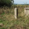 Skoky - kříž Nejsvětější Trojice | zdevastovaný kříž v ohrazení nad zaniklou vsí Skoky od jihovýchodu - září 2015