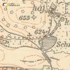 Ratiboř - železný kříž | železný kříž na rozcestí u Ratibořského rybníka (Schwerfer Teich) na mapě topografické sekce ze 40. let 20. století