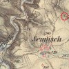 Semtěš - pískovcový kříž | původní kříž na rozcestí u Semtěše na mapě 3. vojenského františsko-josefského mapování z let 1876-1878