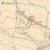 Močidlec - Gahoutský kříž | Gahoutský kříž při silnici na Kolešov západně od Močidlece na mapě topografické sekce 3. vojenského mapování ze 40. let 20. století
