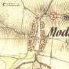 Močidlec - kamenný kříž | kamenný kříž u Močidlece na mapě 2. vojenského františkovo mapování z let 1836-1852