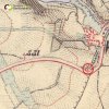 Borek - Böhmův kříž | Böhmův kříž na mapě 3. vojenského františko-josefského mapování z let 1876-1878