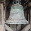 Kopanina - kostel sv. Jiří a sv. Jiljí | dochovaný zvon ve věži kostela - duben 2017