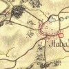 Ovesné Kladruby - boží muka | renesanční boží muka v Ovesných Kladrubech na mapě 1. vojenského josefského mapování z let 1764-1768