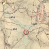 Močidlec - Mikuttův kříž | Mikuttův kříž při silnici z Močidlece do Novosedel na mapě 3. františko-josefského vojenského mapování z roku 1879