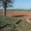 Močidlec - Mikuttův kříž | poškozený kamenný sokl Mikuttova kříže na okraji pole u Močidlece částečně zahrnutý zeminou - duben 2016