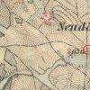 Nová Víska - Kaunznerův kříž | Kaunznerův kříž u Nové Vísky na mapě 3. vojenského františko-josefského mapování z roku 1878
