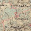 Javorná - železný kříž | železný kříž při silnici do Rybničné na mapě 3. vojenského františko-josefského mapování z roku 1878