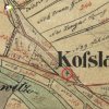Kozlov - Schwarzmichlův kříž | Schwarzmichlův kříž u nově založeného hřbitova v Kozlově na mapě stabilního katastru vsi z roku 1841