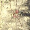Polom - železný kříž | železný kříž v Polomi na výřezu z mapy 2. vojenského františkovo mapování z roku 1846