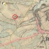 Německý Chloumek - Učitelský kříž | dřevěný Učitelský kříž v polích u Německého Chloumku na mapě 3. vojenského fratiško-josefského mapování z roku 1878