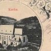 Velichov - kostel Nanebevzetí Panny Marie | nově vystavěný kostel na výřezu pohlednice z roku 1899