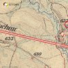 Herstošice - socha | socha nad cestou do Těšetic na výřezu mapy 3. vojenského františko-josefského mapování z roku 1879