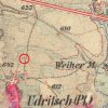 Údrč - Lifkův kříž | Lifkův kříž u Údrče na výřezu mapy 3. vojenského františko-josefského mapování z roku 1879