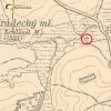 Zbraslav - Theisingerův kříž | Theisingerův kříž na rozcestí při bývalé cestě ze Zbraslavi do Štědré na výřezu mapy topografické sekce 3. vojenského mapování z 20. let 20. století