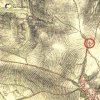 Lažany - kamenný kříž | kamenný kříž na rozcestí u vsi Lažany na výřezu mapy 2. vojenského Františkovo mapování z roku 1846